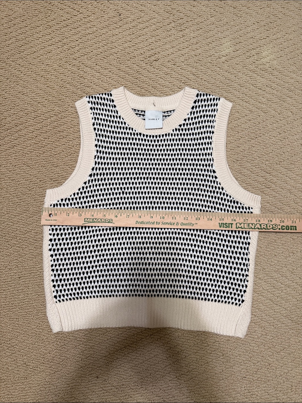 Varley Cream and Black Knit Sleeveless Tank - Picture 4 of 8